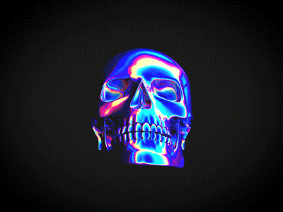 Iridescent Skull - Twist 3d aftereffects animation c4d cinema4d gif gradient holographic iridescent motion motion design motion graphics skeleton skull spooky