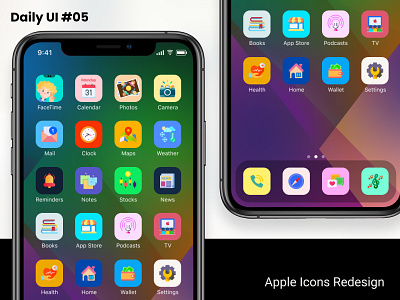Daily UI #05 Apple Icons Redesign apple design apple icons flat flat icon icon design iconography icons iphone design iphone icons ui design ui icons