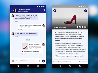 Chat and Link In-App View android chat in app view material message ui design