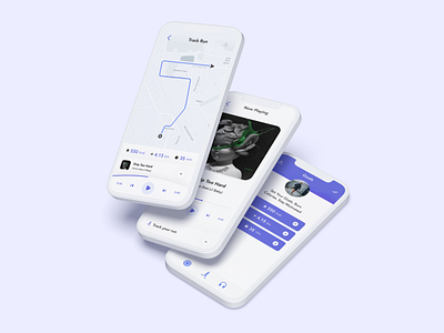 Runnr App app clean fitness app minimal music music playlist app run tracker app running running app tracking app ui