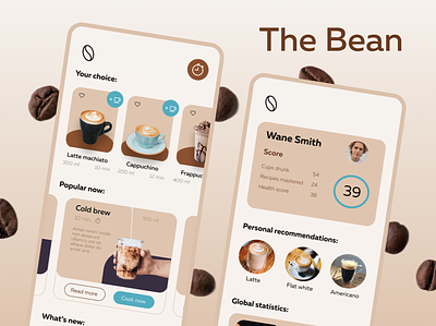 The Bean coffee coffeeshop cooking interface ios latte ui