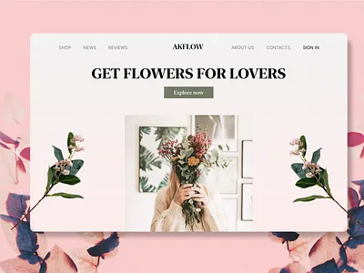 Flower shop landing page branding flower flower shop flowers landing page peony rose shop shopping tulips ui uiux