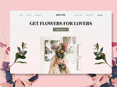 Flower shop landing page branding flower flower shop flowers landing page peony rose shop shopping tulips ui uiux