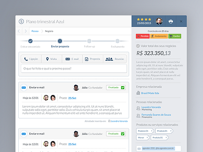 CRM Activities screen crm gradient grey interaction design product design ux