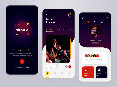Night-out Party app design disco enjoyment friends fun mobileapp nightout party ui ux