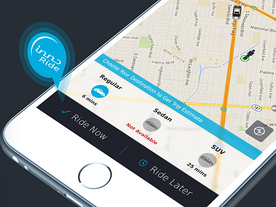 Inno Ride app booking cab mobile ride screen taxi trip ui ux