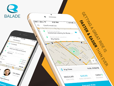 Balade - Ultimate Taxi Booking App android app book branding cab design ios mobile photoshop taxi ui ux