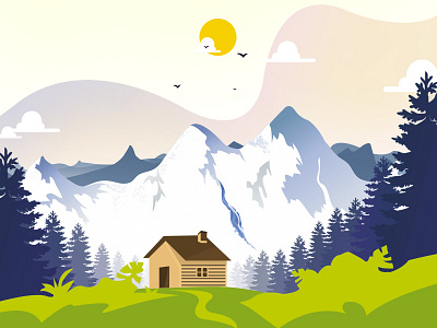Mountains Landscape design illustration innofied mountains nature paintaing vector