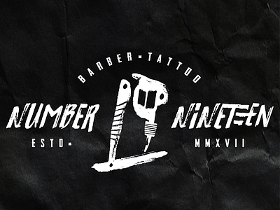 Branding No.19 - Barber tattoo shop 19 barber branding logo tattoo
