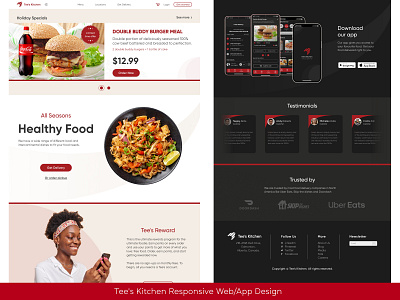 Tee's Kitchen Landing Page adobe illustrator adobe xd figma food landing page photoshop product design restaurant ui uiux user experience user interface ux