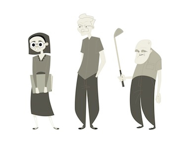 Folks animated series brett jubinville character design geeky girl old man people tinman creative studios
