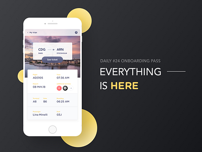 Boarding pass - Daily #24 airbnb airline app apple feature fly onboarding pass resume ticket interface travel ui