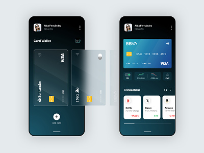 Credit Card Wallet Concept app credit card dark interface dark mode interface payments product design ux concept wallet wallet card