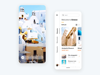 Greece Tourism App app boosted concept design functionality greece interface layout monuments museums placeholder product design restaurants social app swipe tourism tourist ui ux visitor