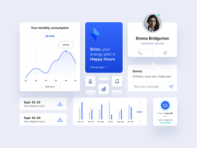 Power supply App | Components app chat chat bot components concept customer customer service design design system figma interface kit off on power power app product design ui ui kit ux
