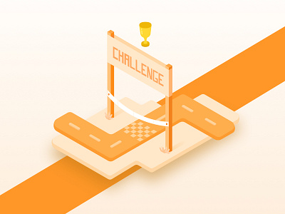 Isometric Design: Challenge challenge concept cup goals illustration isometric monochromatic range orange perspective