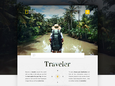 Travellers: National Geographic site discover landing page national geographic tourism travel traveler trip web ui