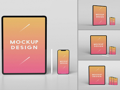 TABLET WITH SMARTPHONE 12 PRO MOCKUPS/PSD