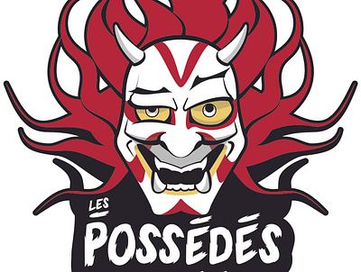 Les Possèdés illustration improv improvisation kabuki logo mask vector