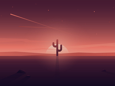 Cactus background cactus desert flat landscape sunset