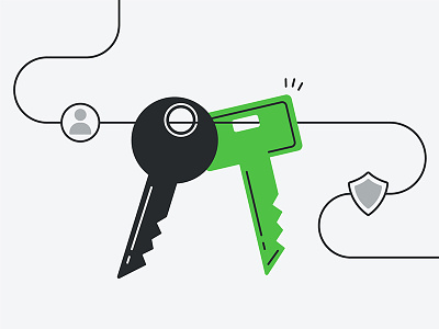 Keys 2fa design flat hero illustration key line lock security vector