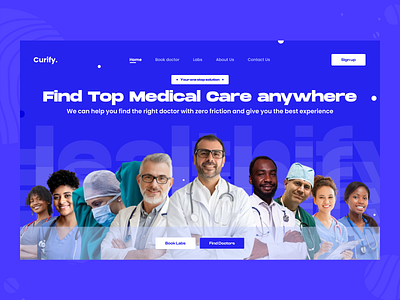 Curify.- Meidcare UI for patients doctor healthcare labs landing page marketing page ui ux web ui
