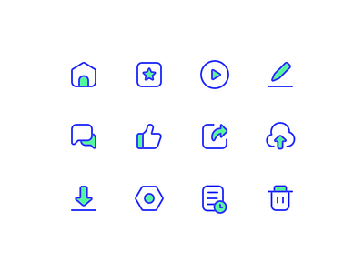 Icon Practice 7 collect delete feedback home icon like share unload upload video