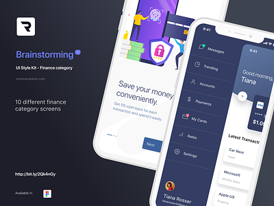 Brainstorming UI Style Kit - Finance category accounts app design figma figmadesign finance flat ui ux