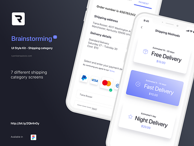 Brainstorming UI Style Kit - Shipping category app delivery design figma figmadesign flat shipping ui ux