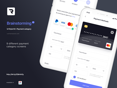 Brainstorming UI Style Kit - Payment category accounts app design figma figmadesign finance flat ui ux