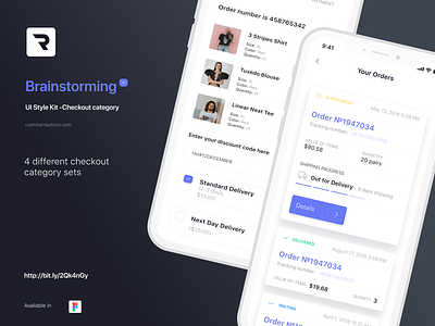 Brainstorming UI Style Kit - Checkout category app design figma figmadesign flat ui ux