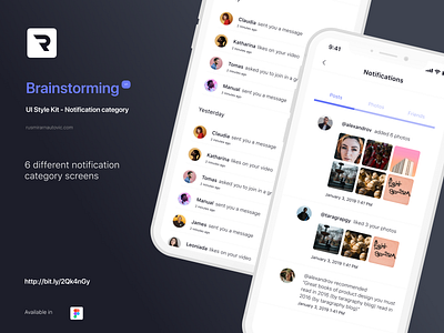 Brainstorming UI Style Kit - Notification category