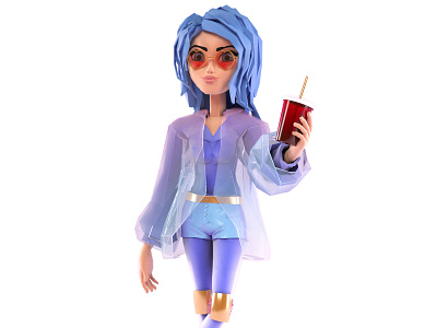 Girl - low poly 3d 3ds max character corona render low poly modellind