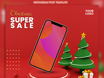 Christmas sale social media post or feed banner template.