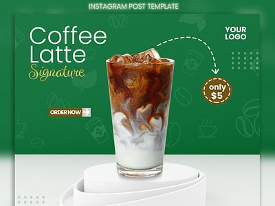 Coffee menu for social media post or feed banner template 3d background background banner branding coffee display iced coffee instagram instagram post menu podium post promotion social media template