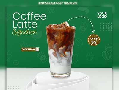 Coffee menu for social media post or feed banner template 3d background background banner branding coffee display iced coffee instagram instagram post menu podium post promotion social media template