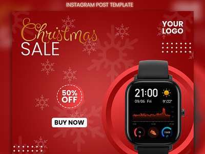 Smart watch for social media post banner branding christmas display feed instagram instagram post post product promotion sale shopping smartwatch social media template watch
