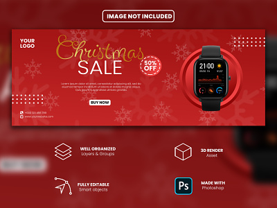 Christmas sale facebook cover and web banner template 3d ads banner christmas christmas sale cover facebook sale season smartwatch template