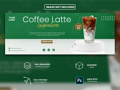 Drink menu display with 3d podium for Facebook cover