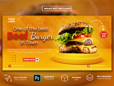food promotion facebook cover 3D render template 3d 3d background banner branding display facebook food illustration promotion template