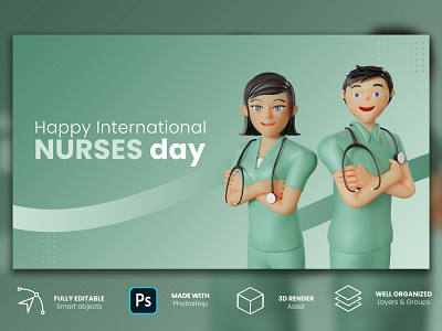 international nurse day landing page 3D template 3d 3d background banner illustration international nurse nurses nurses day template