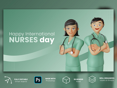 international nurse day landing page 3D template