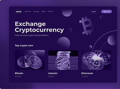 Crypto - exchange cryptocurrency website crypto design exchange finance ui