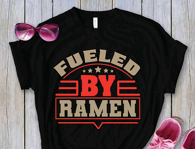 Fueled by ramen tshirt design coffee drink food seafood wine