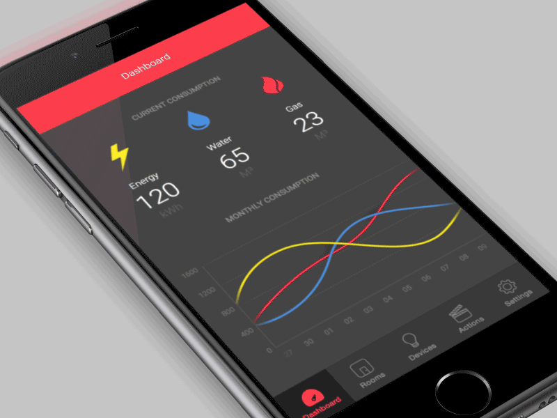 Smart Home App - 3d touch - dimmer app control dashboard home interface mobile remote smart ui
