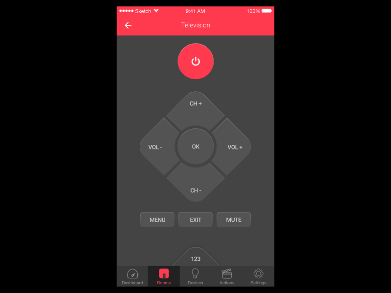 Smart Home App - Control TV animation control interaction keypad remote smart home smarthome tv ui