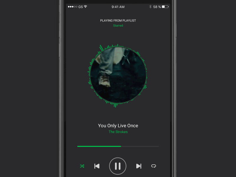 Video and music player iphone mobile music player strokes ui ux video