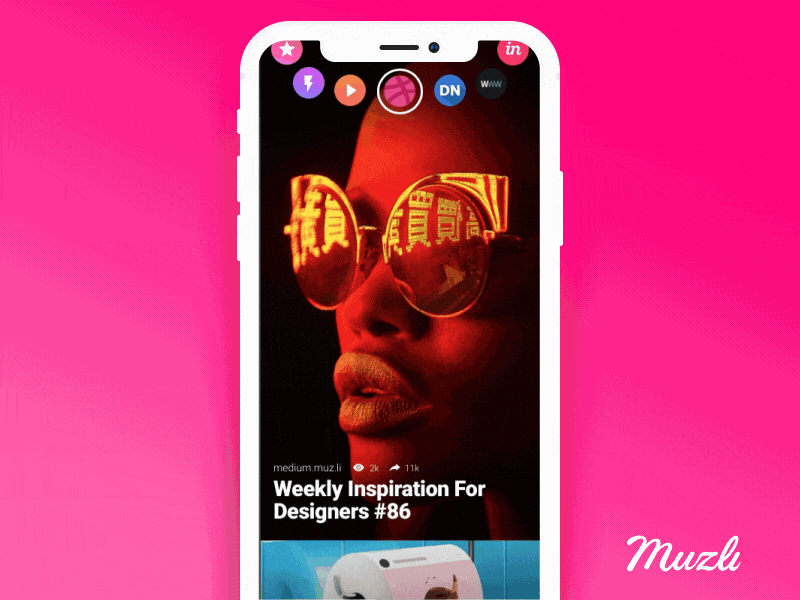 Muzli Mobile App Concept - Navigation concept design feed icon images interface iphone x muzli