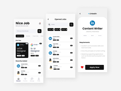 Nice Job - Job Finder App branding design ui uidesign uiux ux