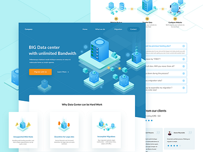 Isometric Data Center Landing Page isometric design isometric illustration landing page